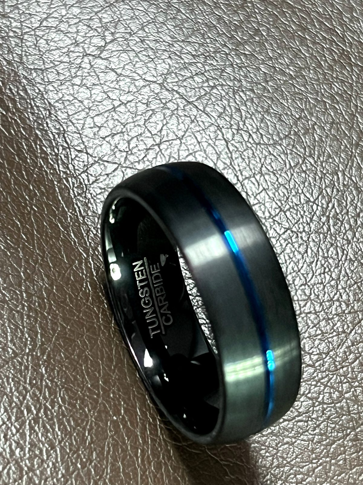 Men's 8mm Tungsten Wedding Band – Thin Blue Line (Comfort Fit), photo 1