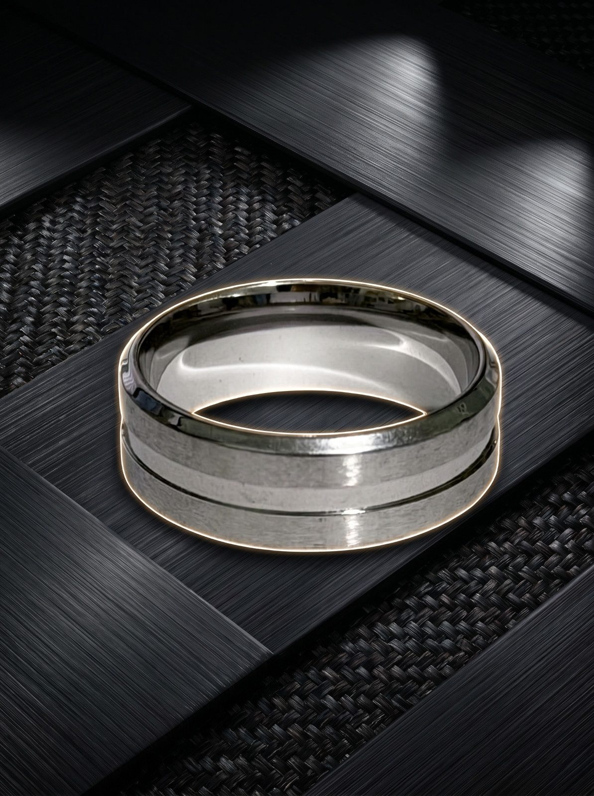 Lot of 5 Men's Stainless Steel Two-Tone Band Rings – Mixed Colors, photo 6