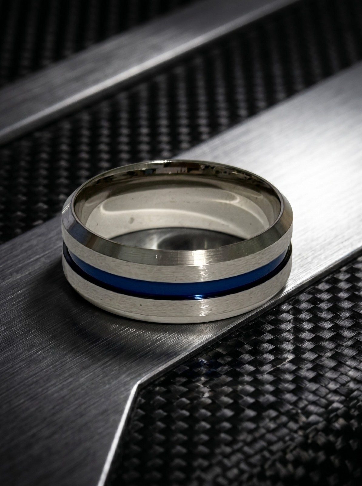 Lot of 5 Men's Stainless Steel Two-Tone Band Rings – Mixed Colors, photo 9