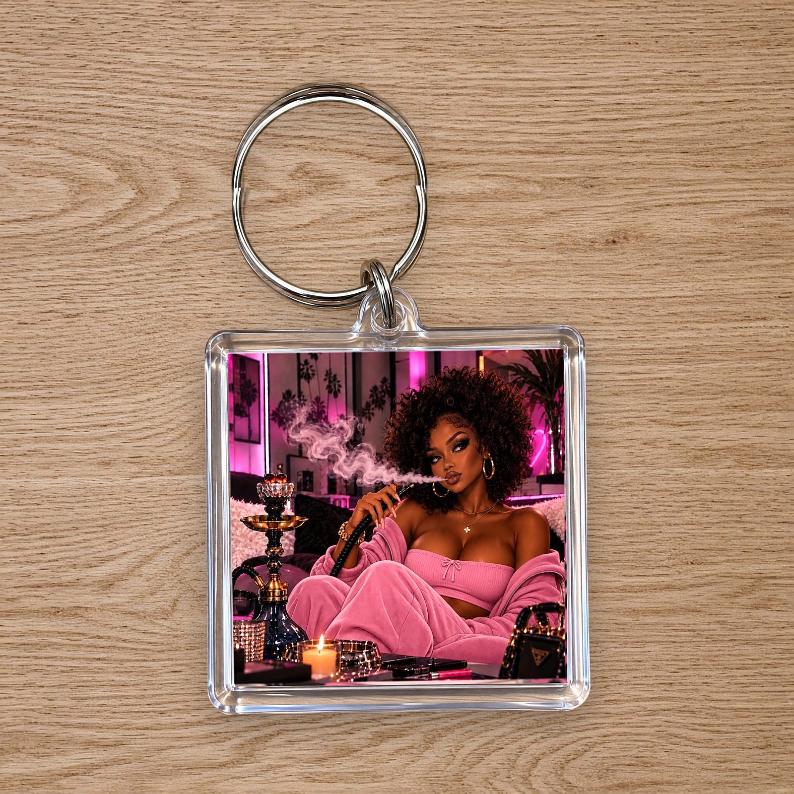 Hookah Girl Keychain: Curly Afro, photo 2