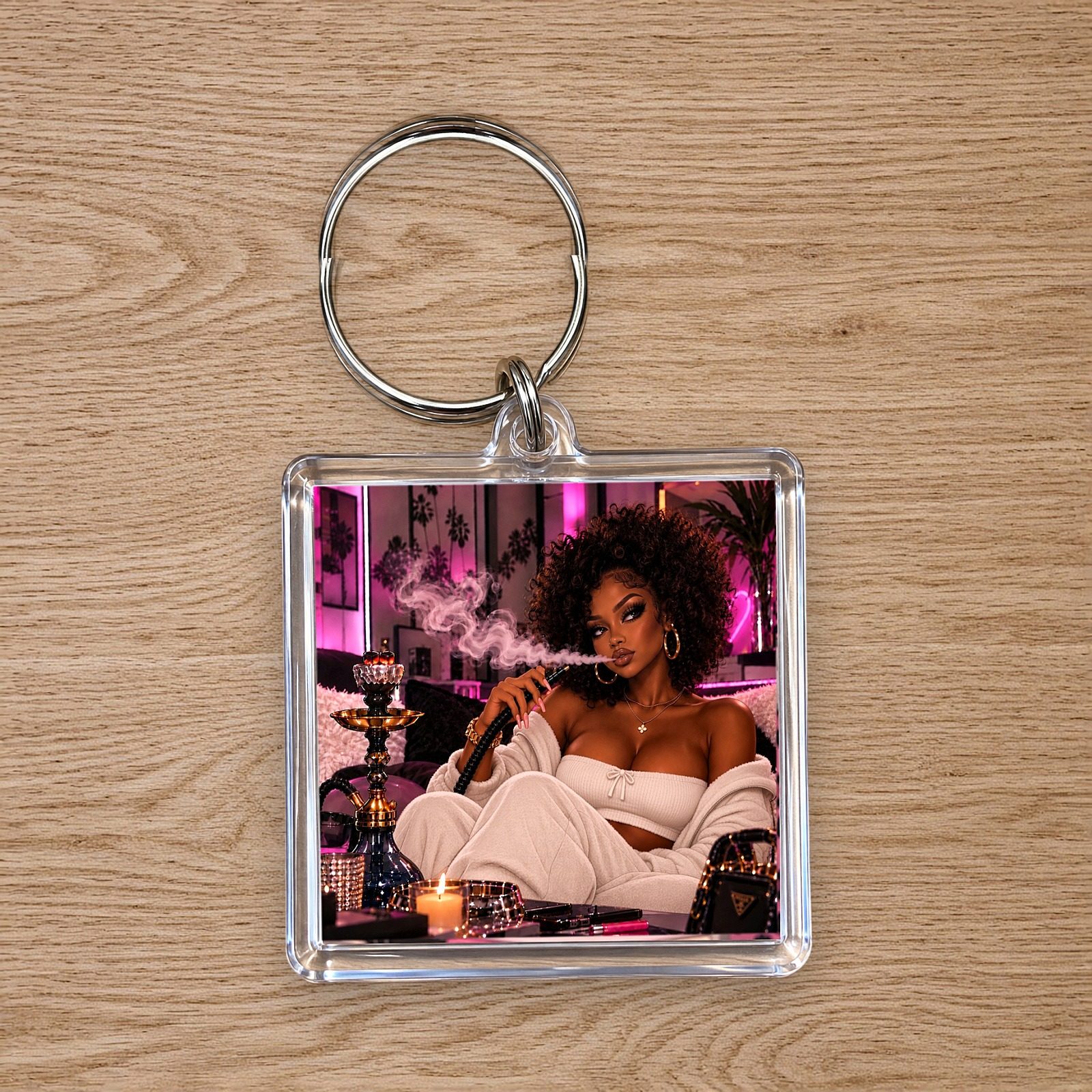 Hookah Girl Keychain: Curly Afro, photo 3