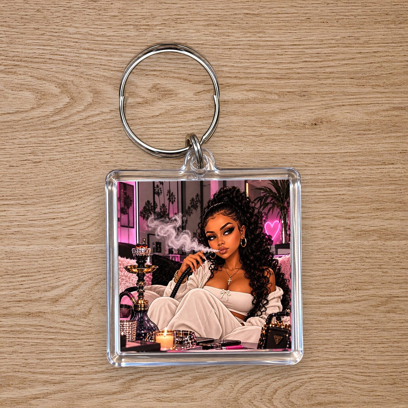 Hookah Girl Keychain: Curly Ponytail, photo 3