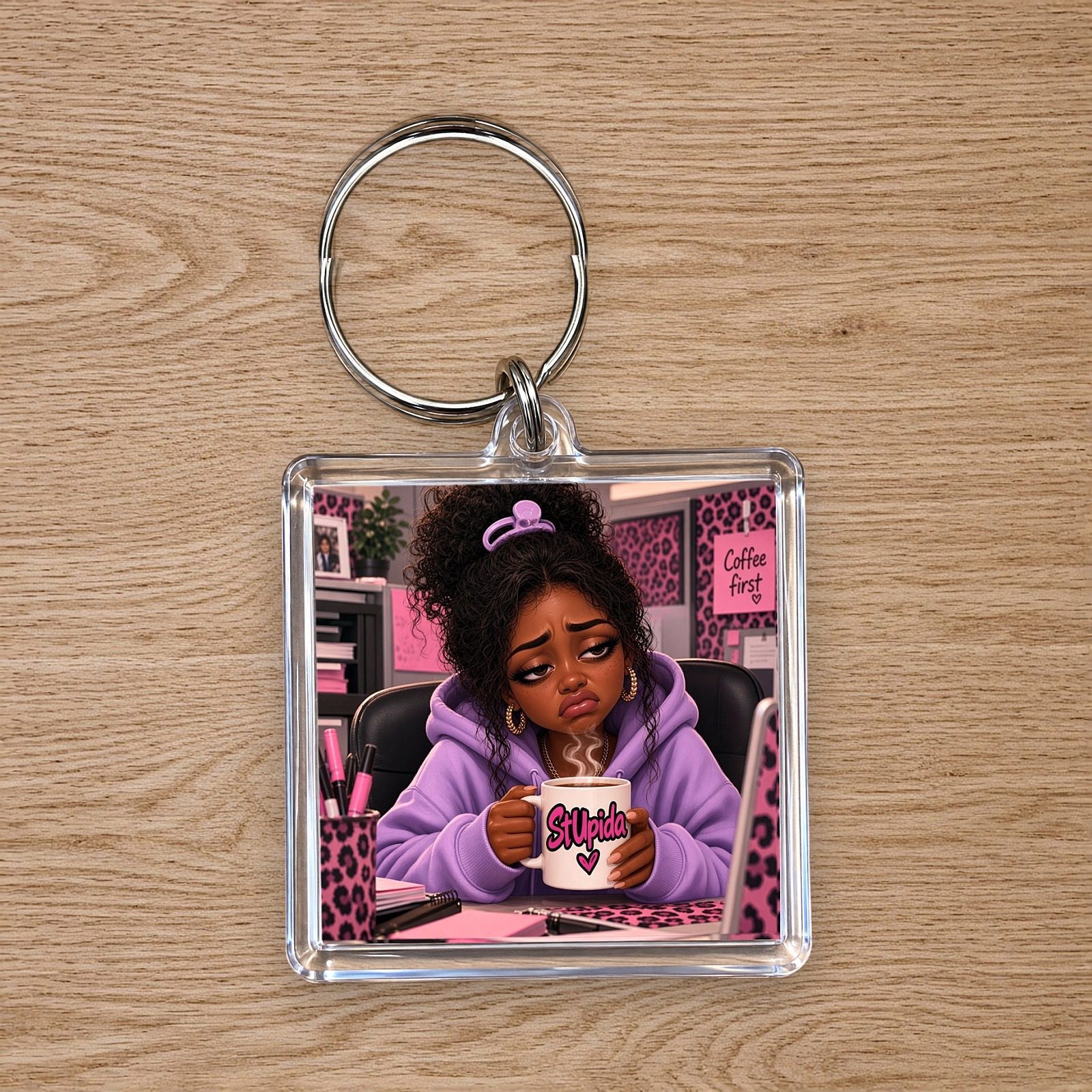 StUpida Coffee First Keychain, photo 1