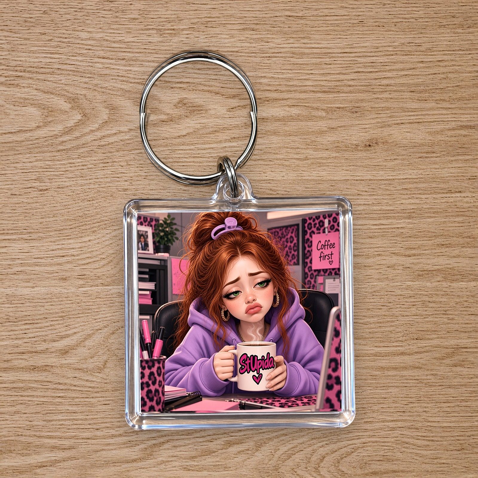 StUpida Coffee First Keychain, photo 3