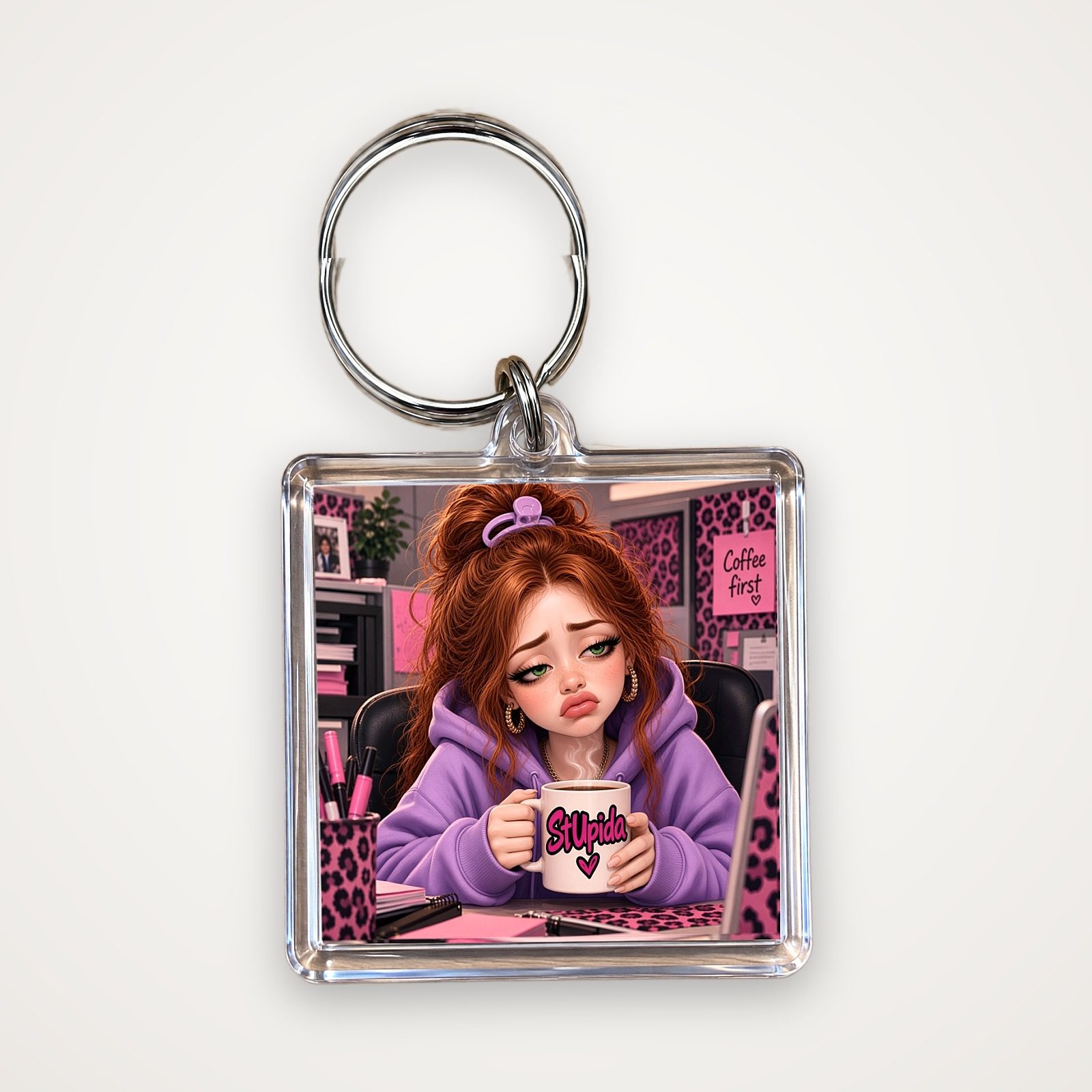 StUpida Coffee First Keychain, photo 4